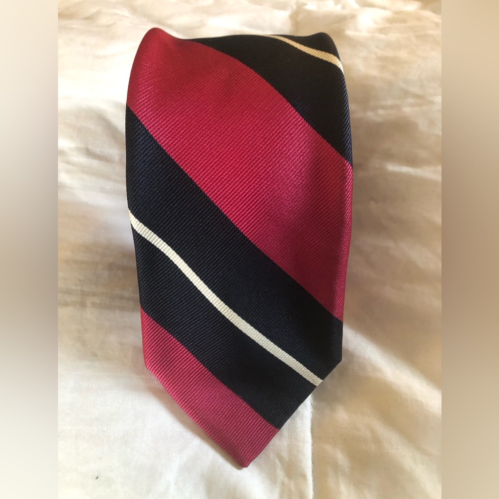 Breuer Men's Burgundy and Black silk Diagonal Stripe Tie